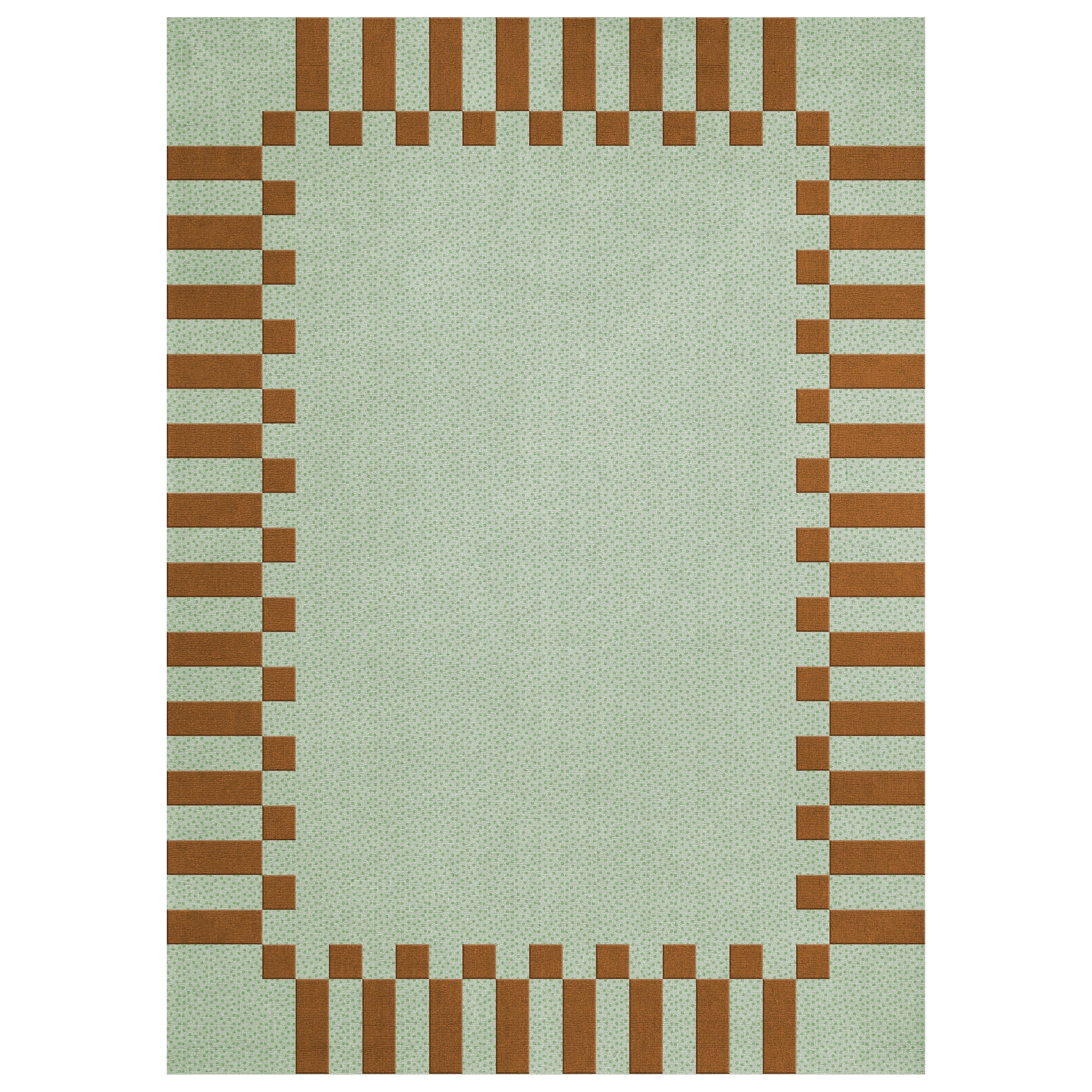 Tappeto Teklan Frame Wool Pistacchio Camel