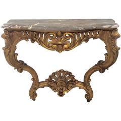  Louis the XV Carved Gilded Wood Console Table 