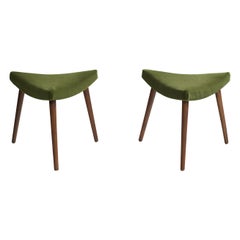 Dänische Designerin, Hocker, Holz, Mohair, Dänemark, 1950er Jahre