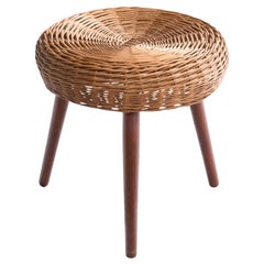 Tony Paul Attribution, Hocker, Holz, Schilfrohr, USA, 1950er Jahre