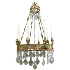 Antique Crystal Chandelier In Neoclasiclal Style 