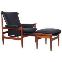 Early Leather "Bwana" Lounge Chair and Ottoman by Finn Juhl