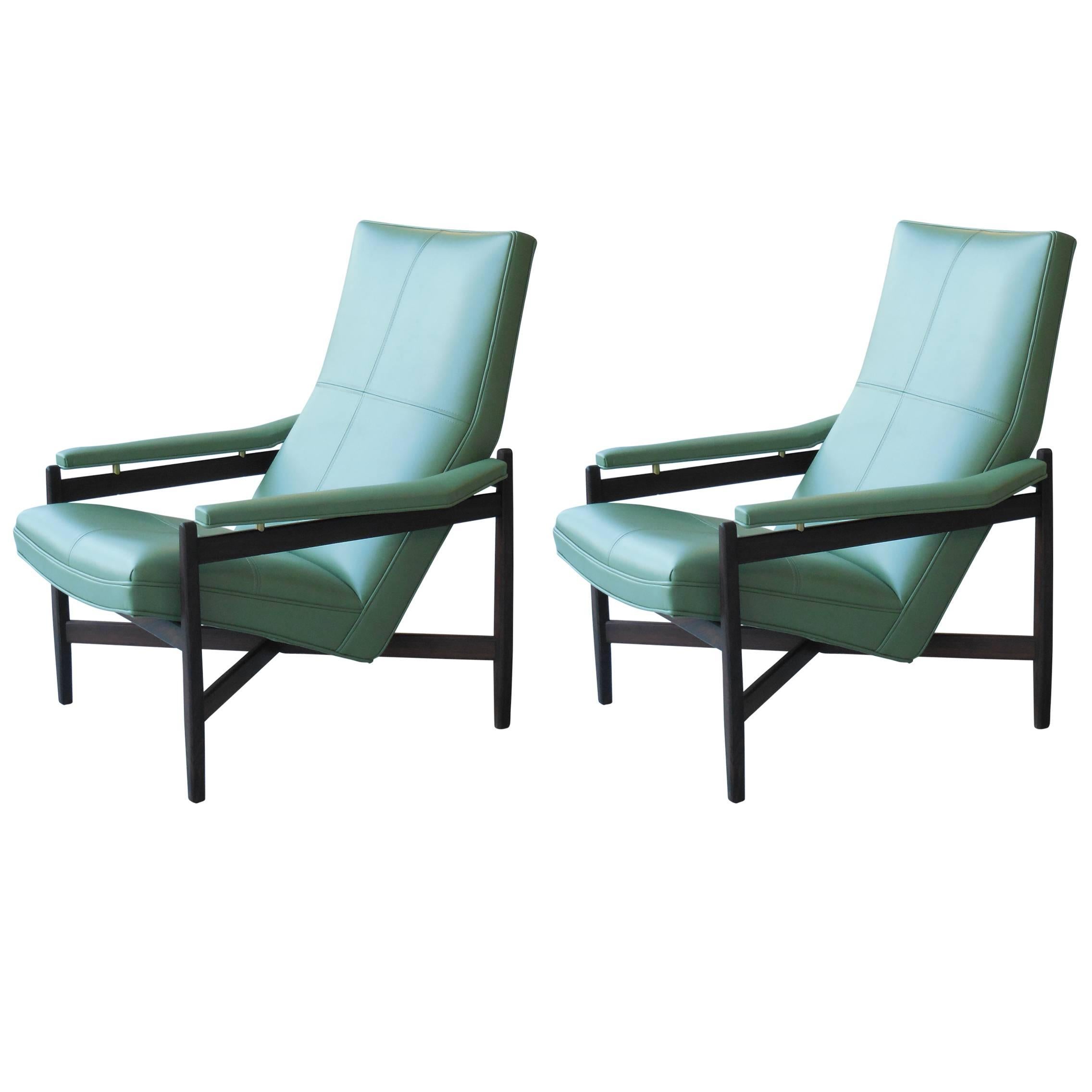 Pair of Midcentury Italian Rosewood Lounge Chairs