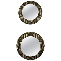 Brutalistischer Stil Runder Bronze Nietenspiegel, Kompatibles Paar
