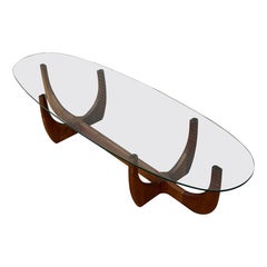 Adrian Pearsall Walnut and Glass Skeleton Coffee Table