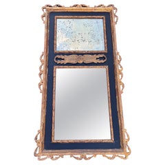 French Black Painted Gold Gilt Carved Wall Mirror