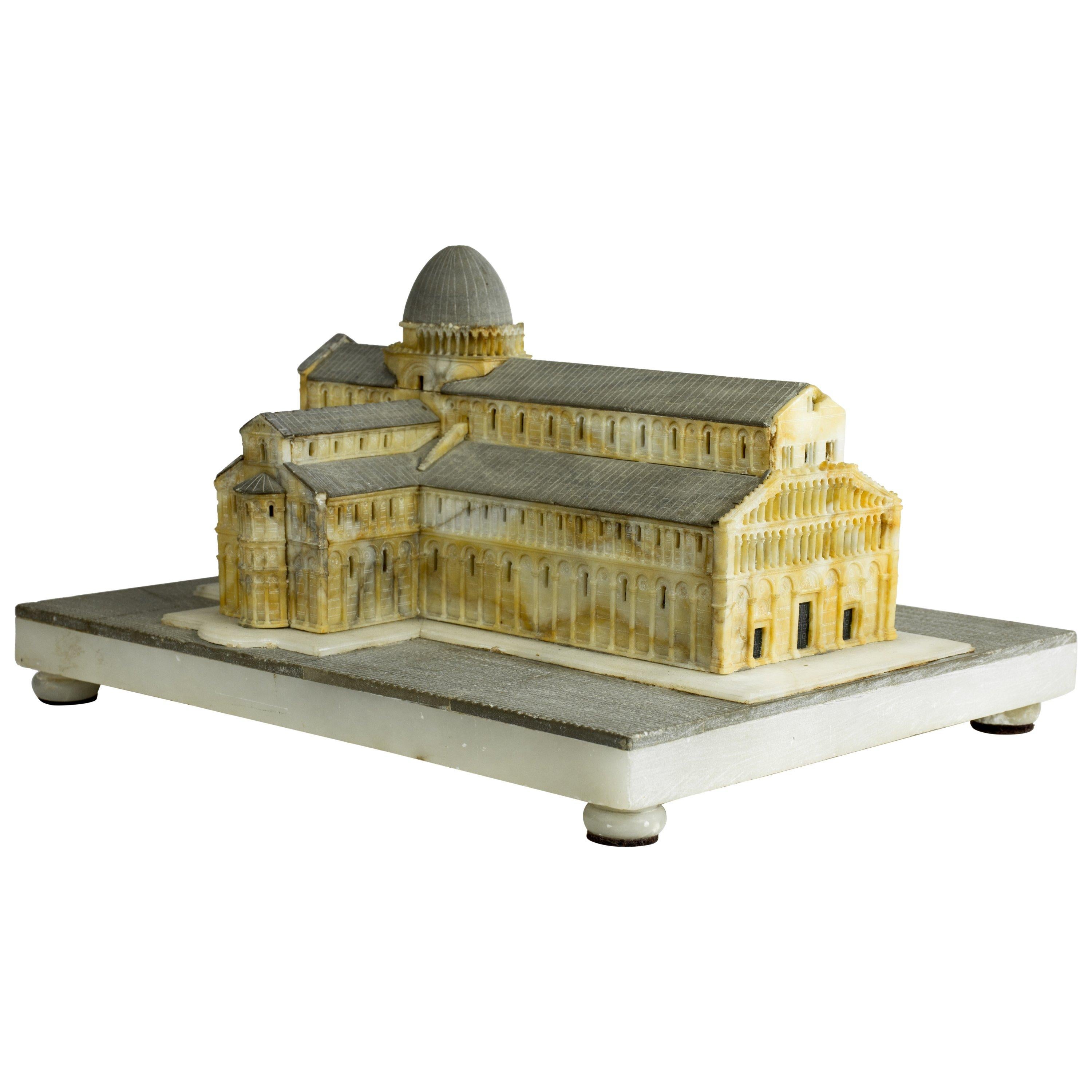 Highly-Detailed Grand Tour Alabaster Model of Pisa Cathedral, circa 1870 For Sale