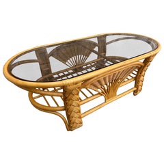 Vintage Coastal Style Braided Rattan and Wicker Coffee Table. Circa 1980s