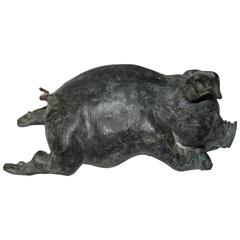 Bronze Folky Pig Sculpture