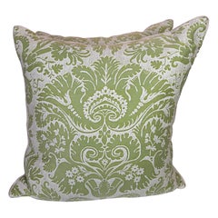 Pair of Green & White Fortuny Pillows