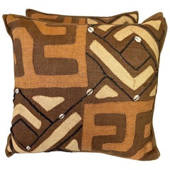 Pair of African Kuba Cloth Pillows by MLA