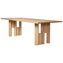 Large Brutalist Solid European Light Oak Dining Table - Fenestra by Mokko