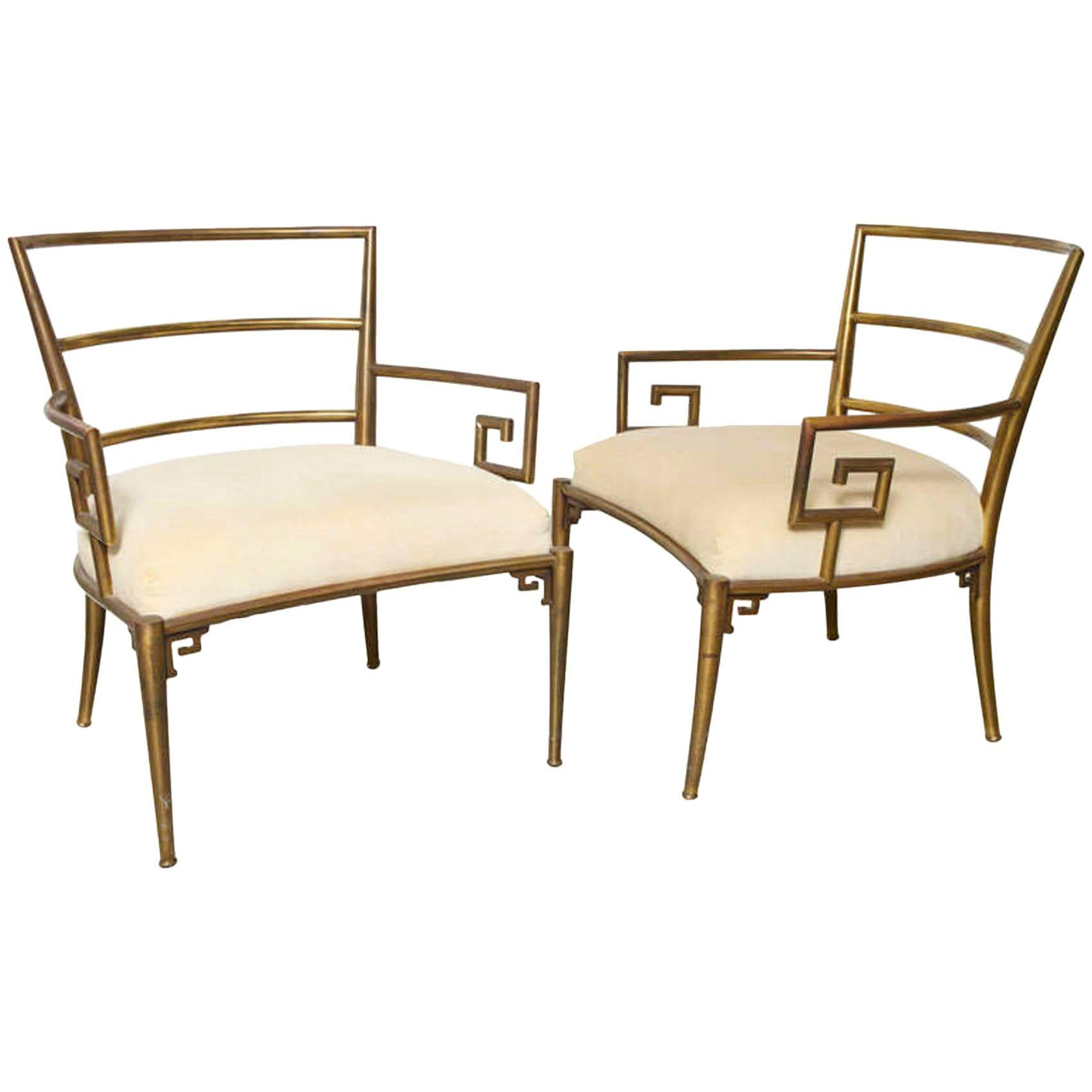 Pair of Weiman Warren Lloyd Brass Lounge Chairs
