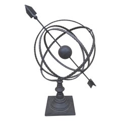 Vintage French Country Iron Garden Armillary Sundial