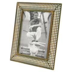 Vintage Perforated Metal Picture Photo Frame in the manner of Mathieu Mategot 1950s