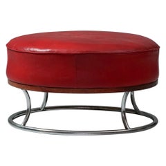 Chrome and Leather Ottoman, Pauli Blomstedt, J.Merivaara Oy, 1930s