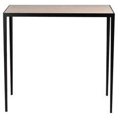 Narrow 'Etude' Wrought Iron and Honed Cream Limestone Console by Design Frères