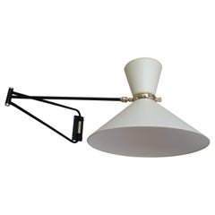 Rene Mathieu Lunel Arlus Latón Vintage Lámpara de Pared Diábolo Ajustable de 2 Brazos Paris