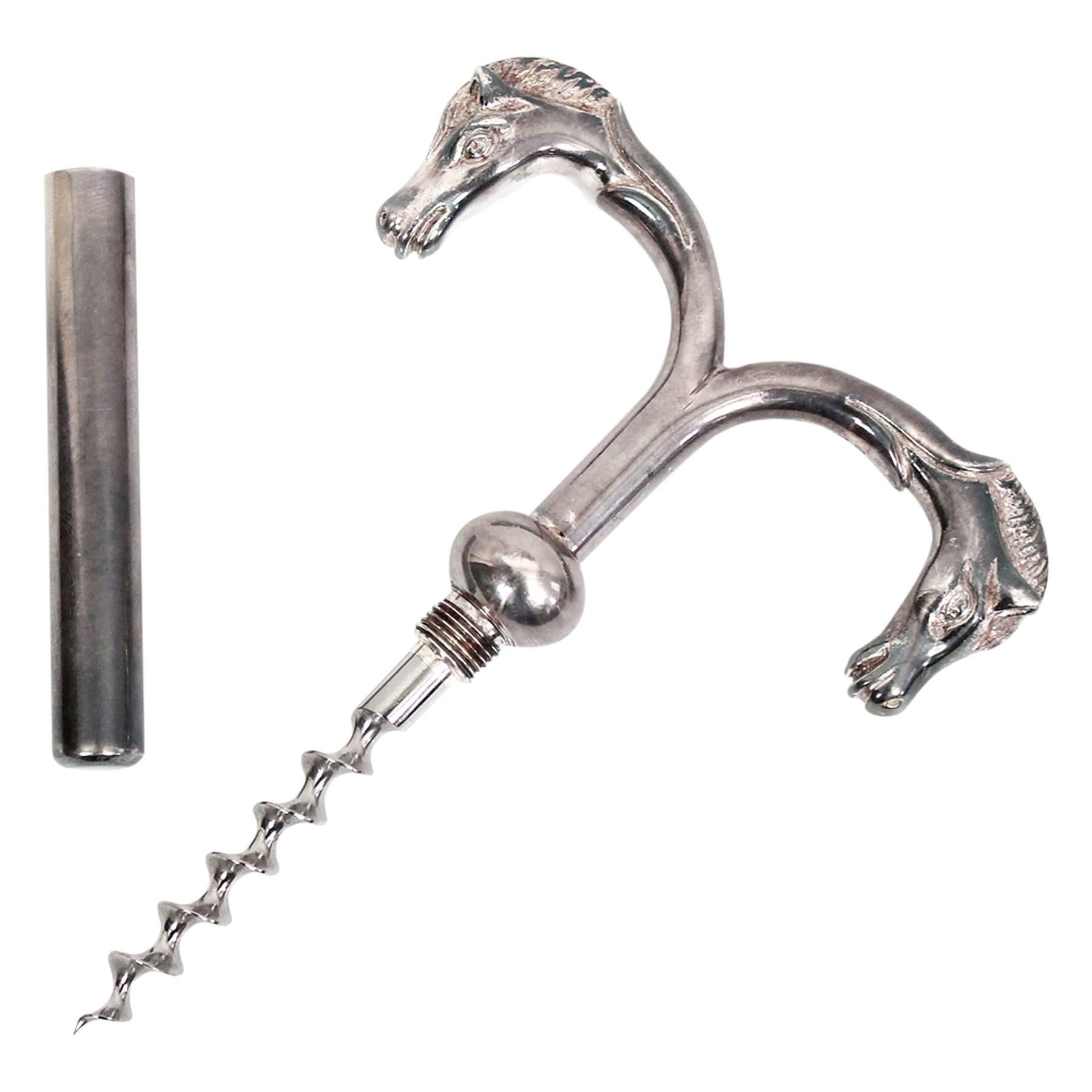 Hermès Silver Plate Horse Head Corkscrew