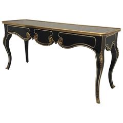 Ebonized Wood and Brass Console, Sofa Table