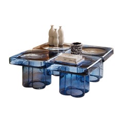 Soda Blown Murano Glass Set of four Square Coffee Table by Yiannis Ghikas