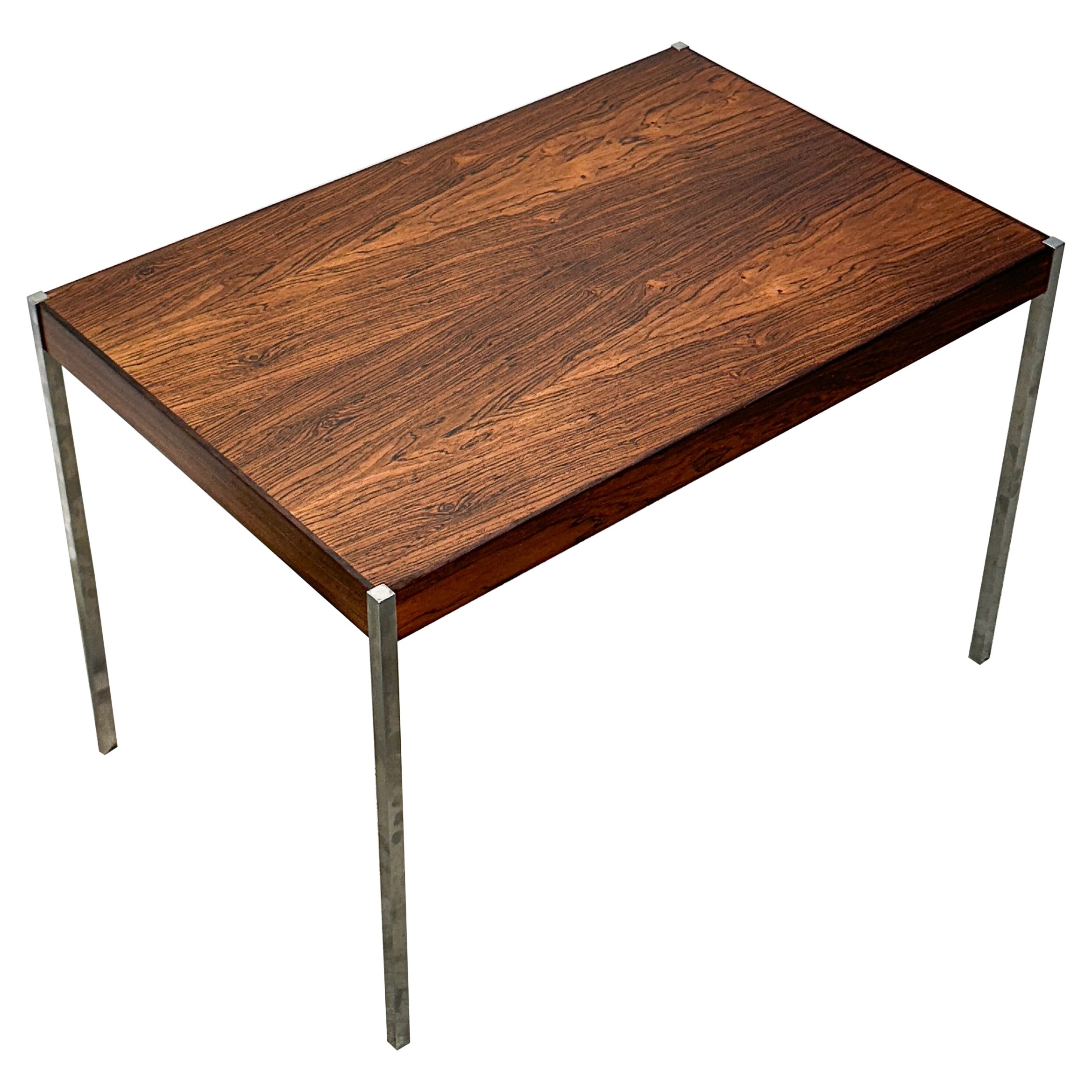 Uno & Östen Kristiansson Side Table Rosewood Steel Luxus Vittsjö Sweden 1960s For Sale