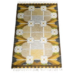 Ingegerd Silow Carpet Wool Rug Swedish Flat Weave Röllakan Dellen Sweden 1950s