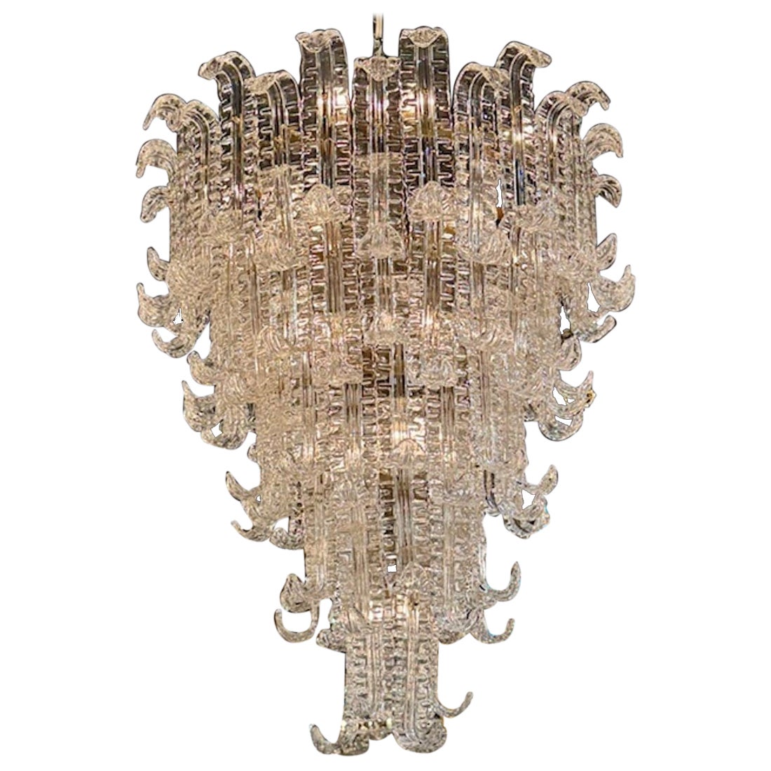Vintage Waterfall Chandelier Attributed to Barovier For Sale