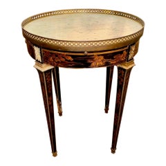 Französischer schwarz lackierter Chinoiserie-Bouillotte-Tisch des 19. Jahrhunderts