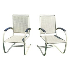 Pair of 1930s Vintage Howell Company Spring Metal Lawn Chairs