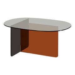 Niedriger Couchtisch Chap aus orangefarbenem und grauem Palladio-Glas von Matteo Zorzenoni