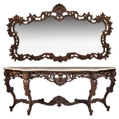 CONSOLE CON SPECCHIO IN STILE LOUIS XV Inizio del XX secolo