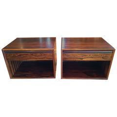 Pair of Mid-Century Modern Solid Rosewood Tables