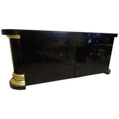 Credenza Mastercraft in nero e ottone vintage anni '70