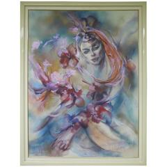 Important Hyacinth Kuller Baron Female Portrait Original Oil on Canvas Painting 2