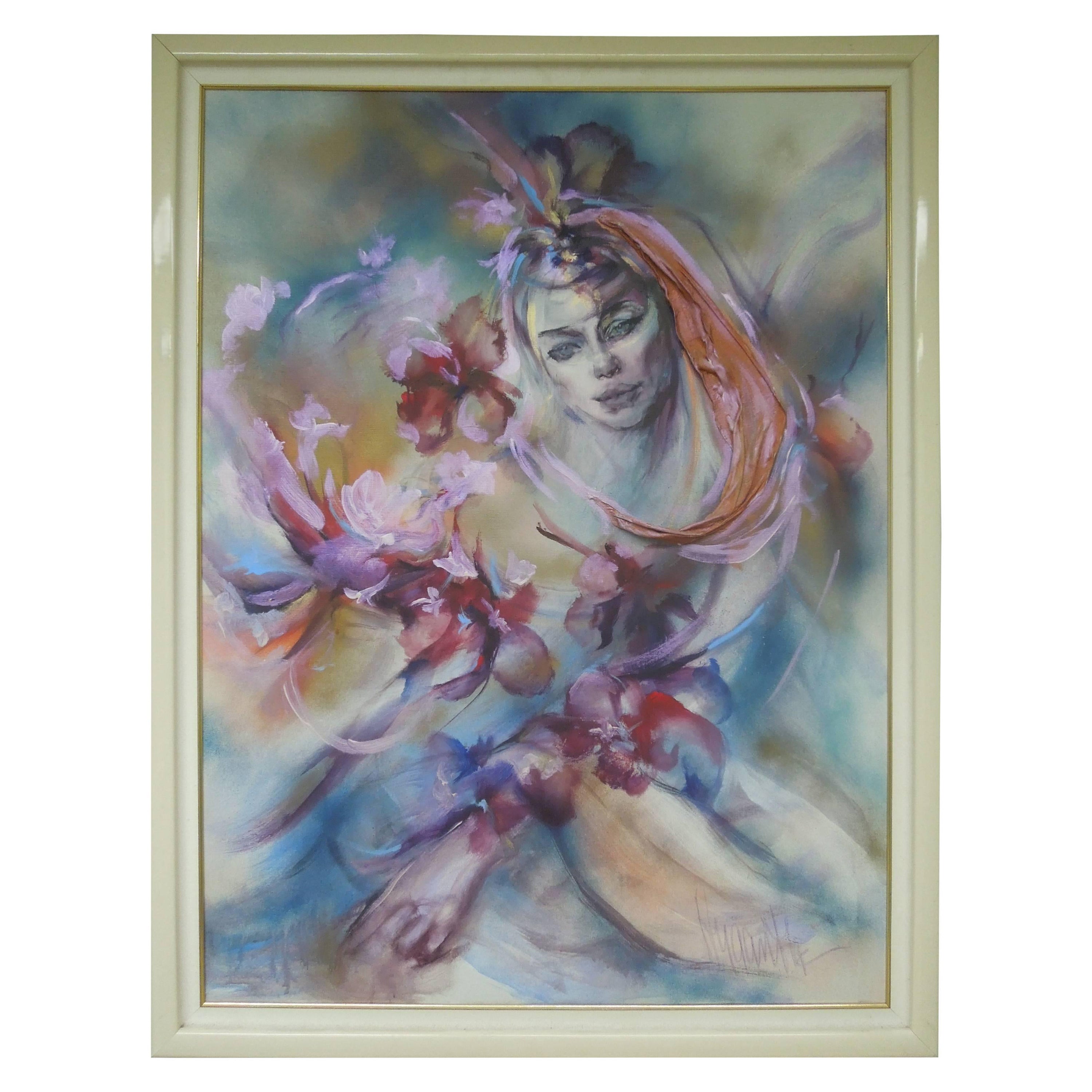 Hyacinth KULLER BARON Retrato Femenino Pintura al Óleo sobre Lienzo Original