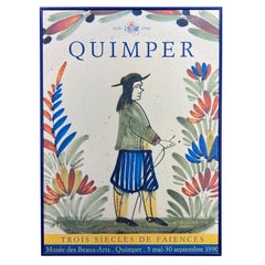 Vintage French Quimper Faience in Blue Framed Artwork