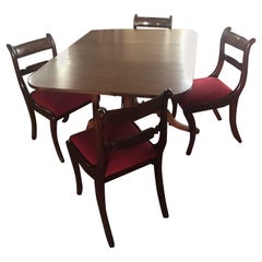 Sheraton Style Mahogany Swing Leg Dining Room Table with Four Chairs