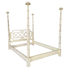 Fretwork Queen Four Posted Baldachin-Bett des späten 20. Jahrhunderts in der Art von Serge R