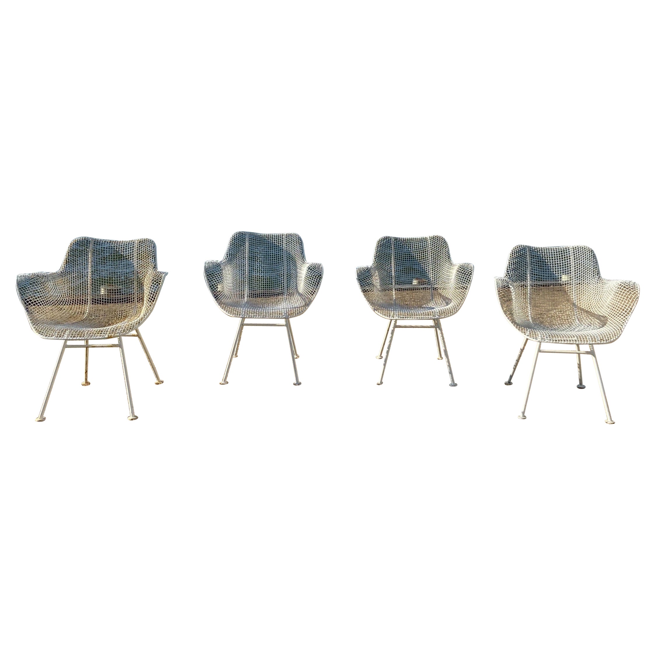 Juego de cuatro sillones originales Russell Woodard Sculptura Blanco