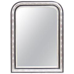 Silver leafed and black accent Louis Philippe mirror