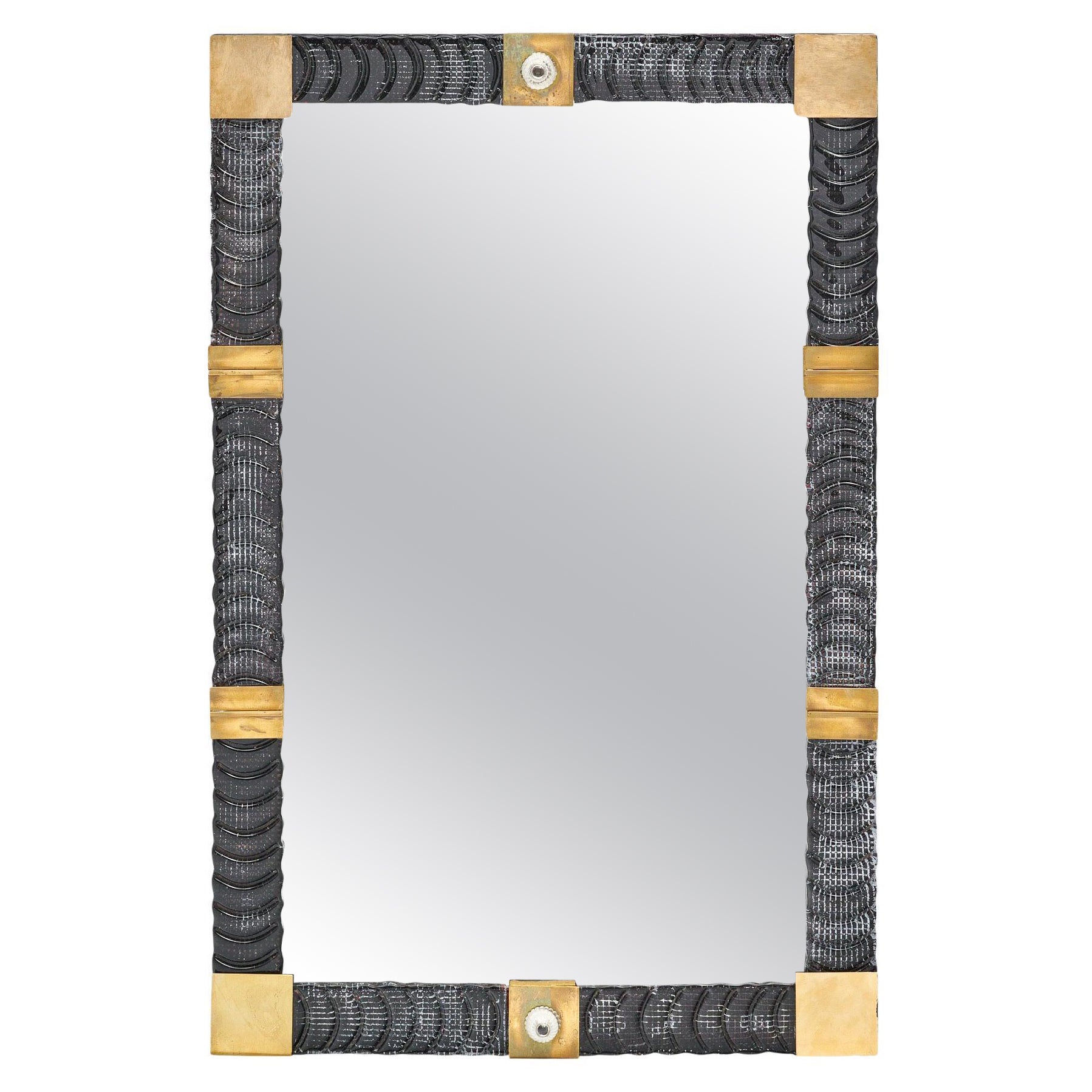 Murano Glass and Brass Mirror