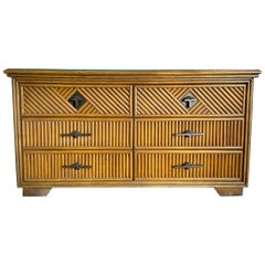 Commode Coastal Boho avec plateau en verre