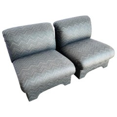 Postmodern Black Gray and Pink Zigzag Sculpted Lounge Chairs - A Pair