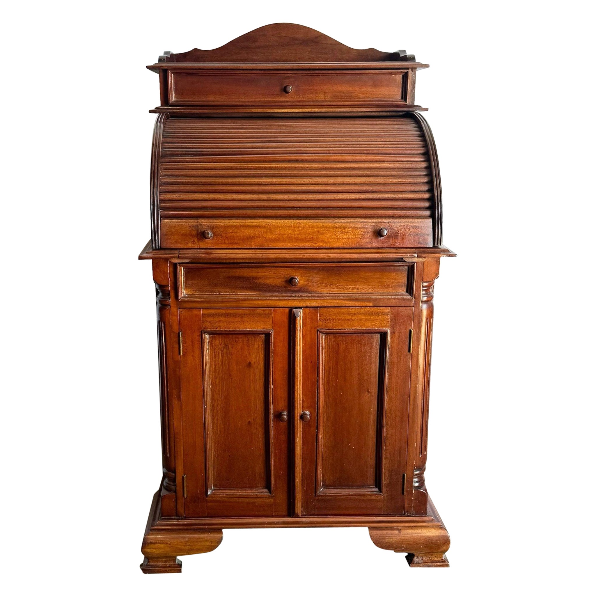 Vintage Traditional Roll Top Secretary Desk