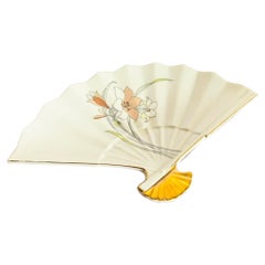 Japanese Yamaji Porcelain Fan Dish