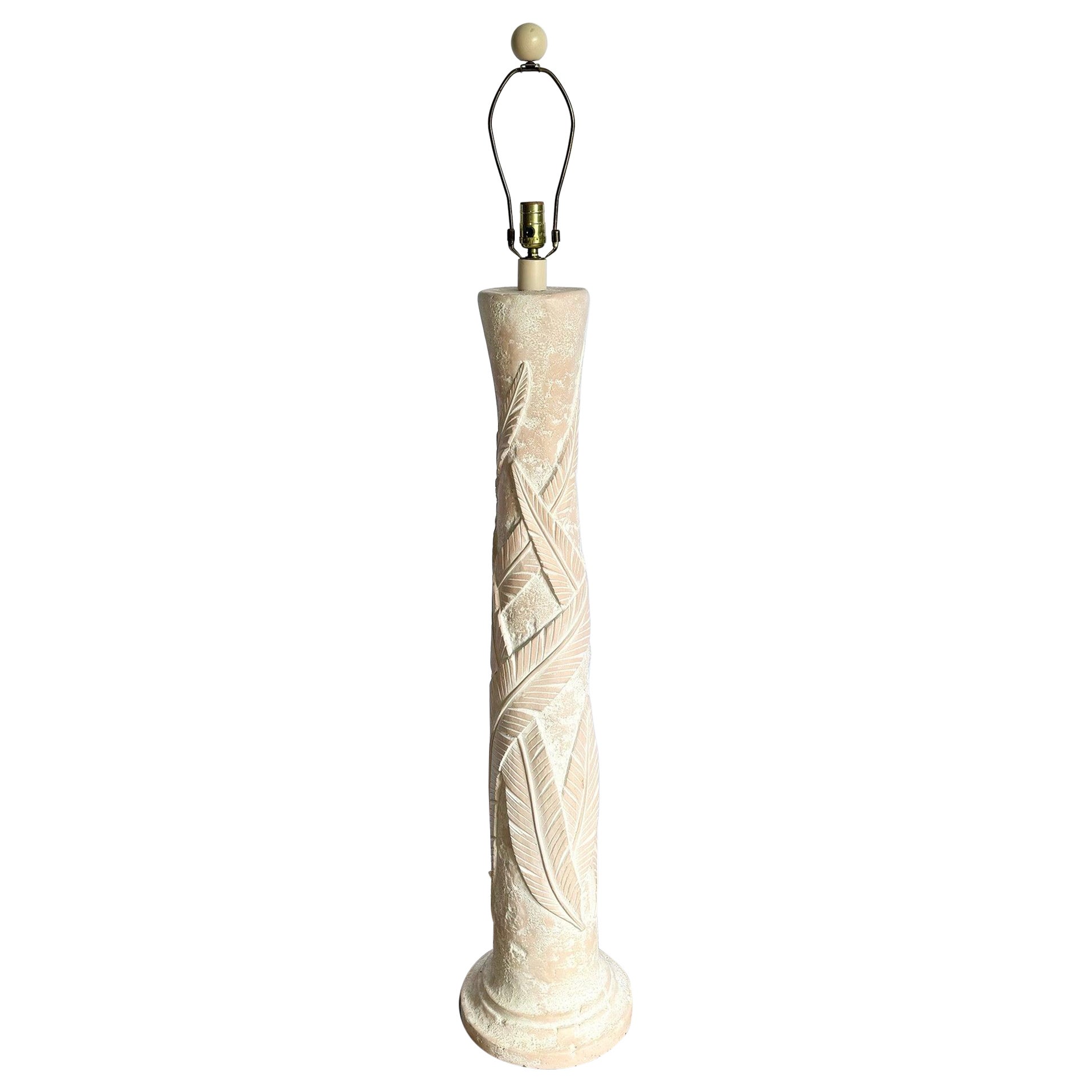 Postmodern Tropical Pink Banana Leaf Plaster Floor Lamp