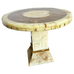 Hand Carved Mexican Green Onyx Side Table