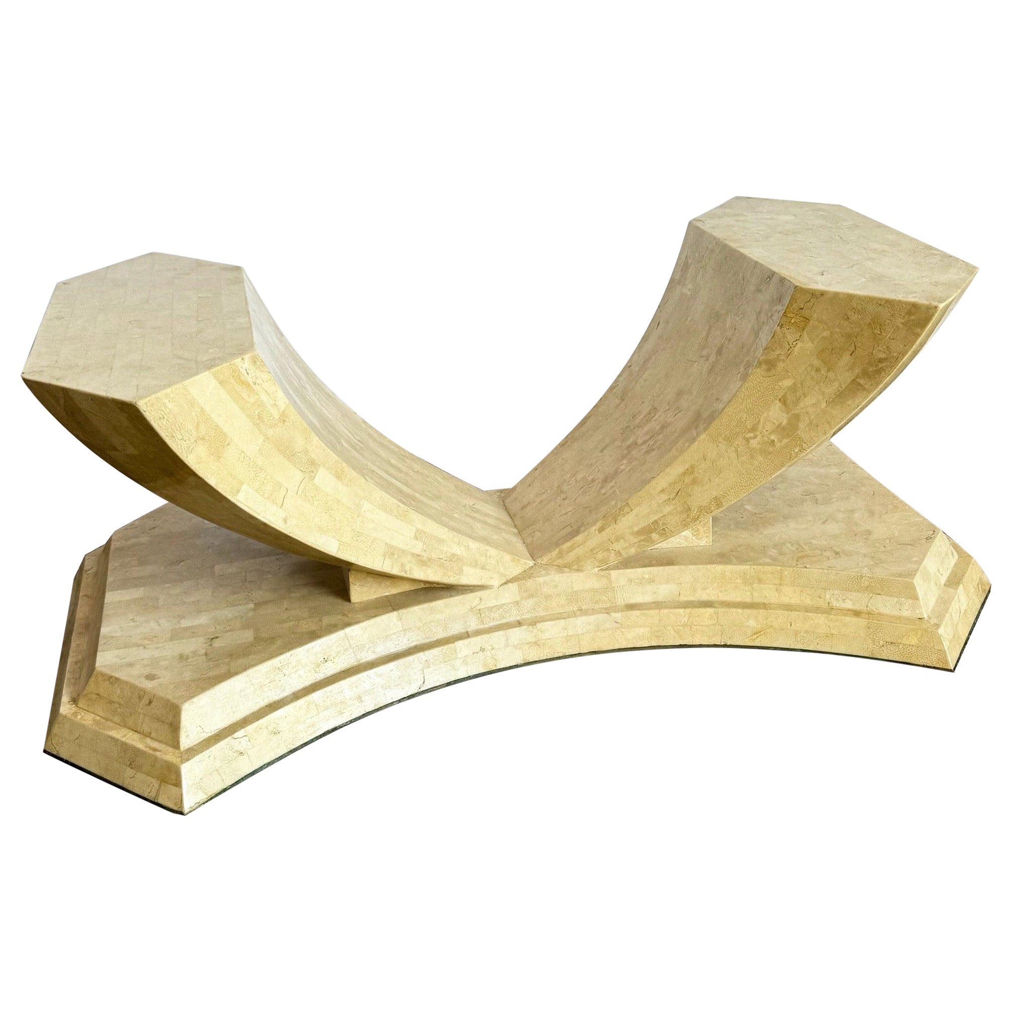 Postmodern Sculpted Tessellated Stone Coffee Table Base