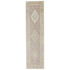 Tapis turc Oushak pourpre et beige médaillon fait à la main 2'11" x 10'9"